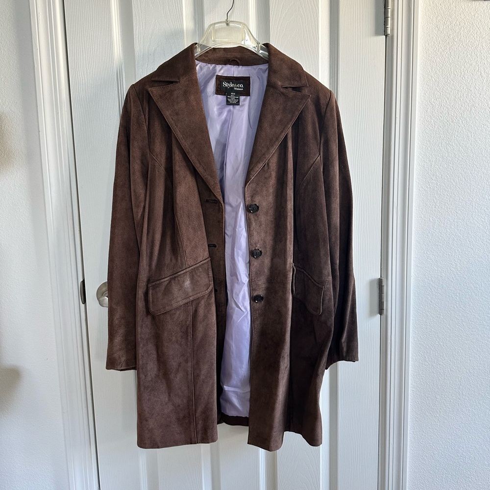 Large genuine leather women’s coat